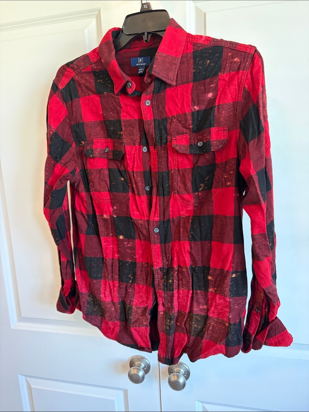 Woman’s George Red & Black Buffalo Plaid Flannel Shirt
